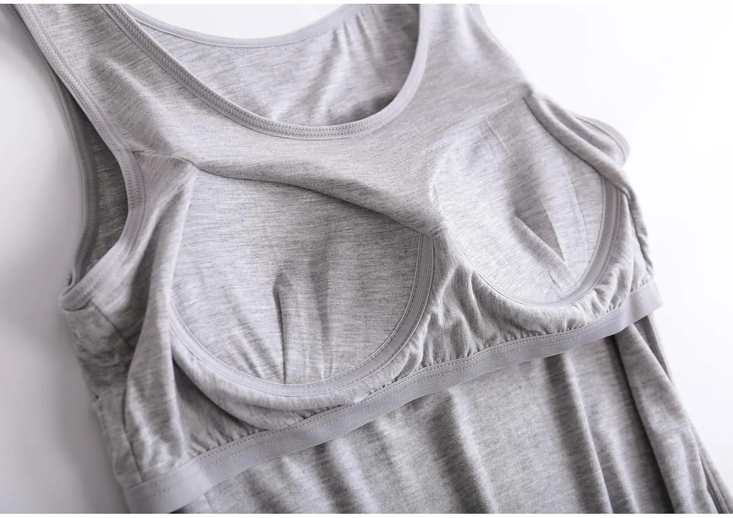 2 Pack Womens Tank Tops with Built in Bra Summer Casual Basic Modal Padded Yoga Shirts Loose Workout Camisoles Tees