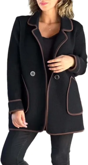 2024 New Women's Coats Winter Wool Blend Pea Coats Lapel Collar Trench Coats Mid Long Business Casual Oversized Jacket