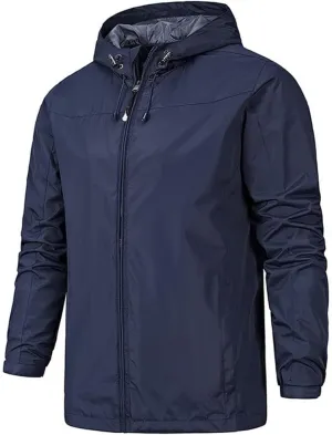 Alloaone Men Jackets Windproof Waterproof Solid Color Jackets Hooded Outdoor Mountaineering Jackets