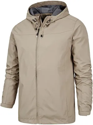 Alloaone Men Jackets Windproof Waterproof Solid Color Jackets Hooded Outdoor Mountaineering Jackets