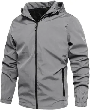 Alloaone Men's Waterproof Bomber Jacket Hooded Printed Coats Zipper Pilot Outerwear Streetwear