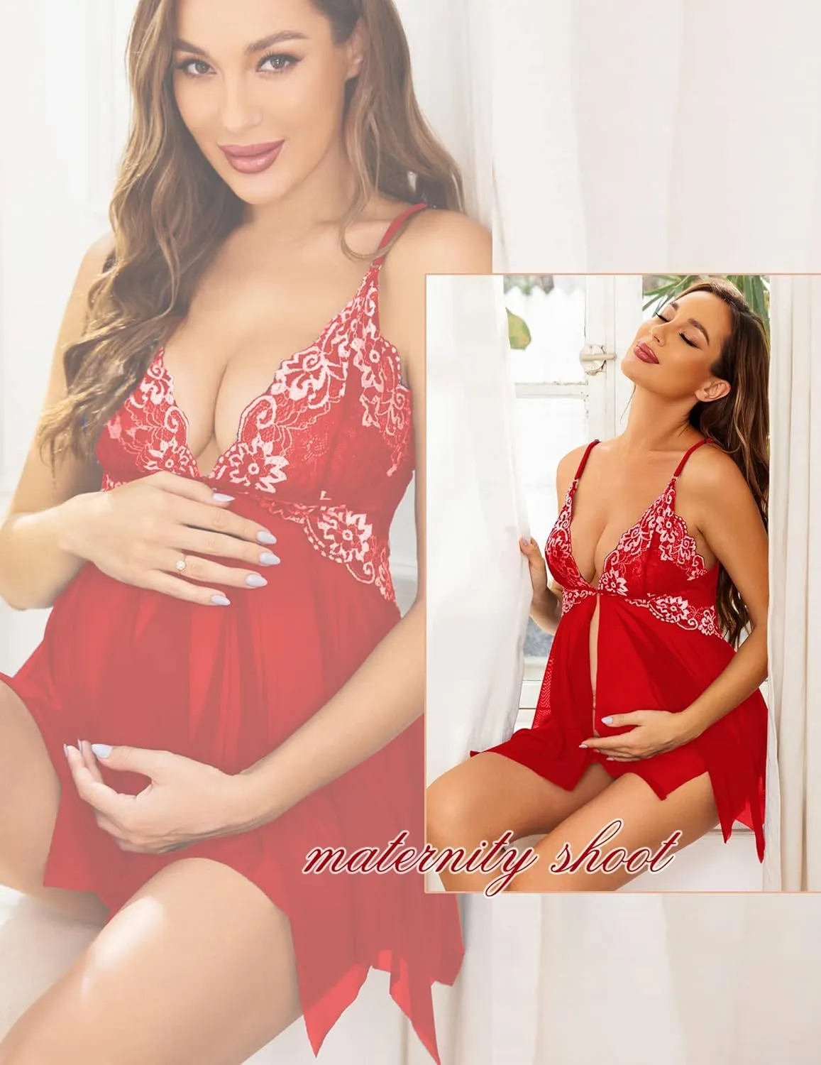 Avidlove Women Lace Lingerie Front Closure Babydoll V Neck Nightwear Sexy Chemise Nightie