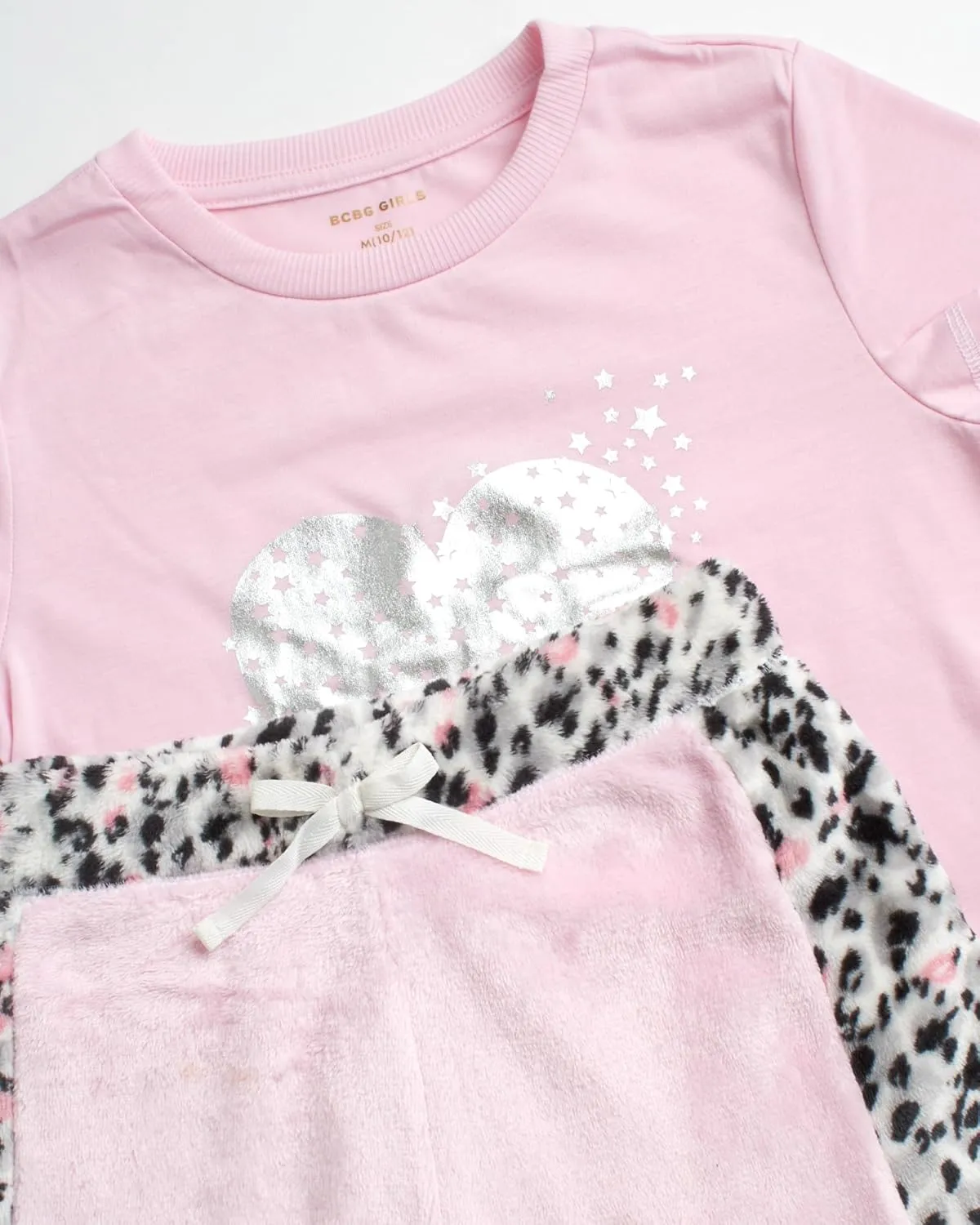 BCBG Girls’ Pajama Set – 4 Piece Fleece Sleep Shirt, T-Shirt, Pajama Pants, and Lounge Shorts – Sleepwear for Girls (XS-L)