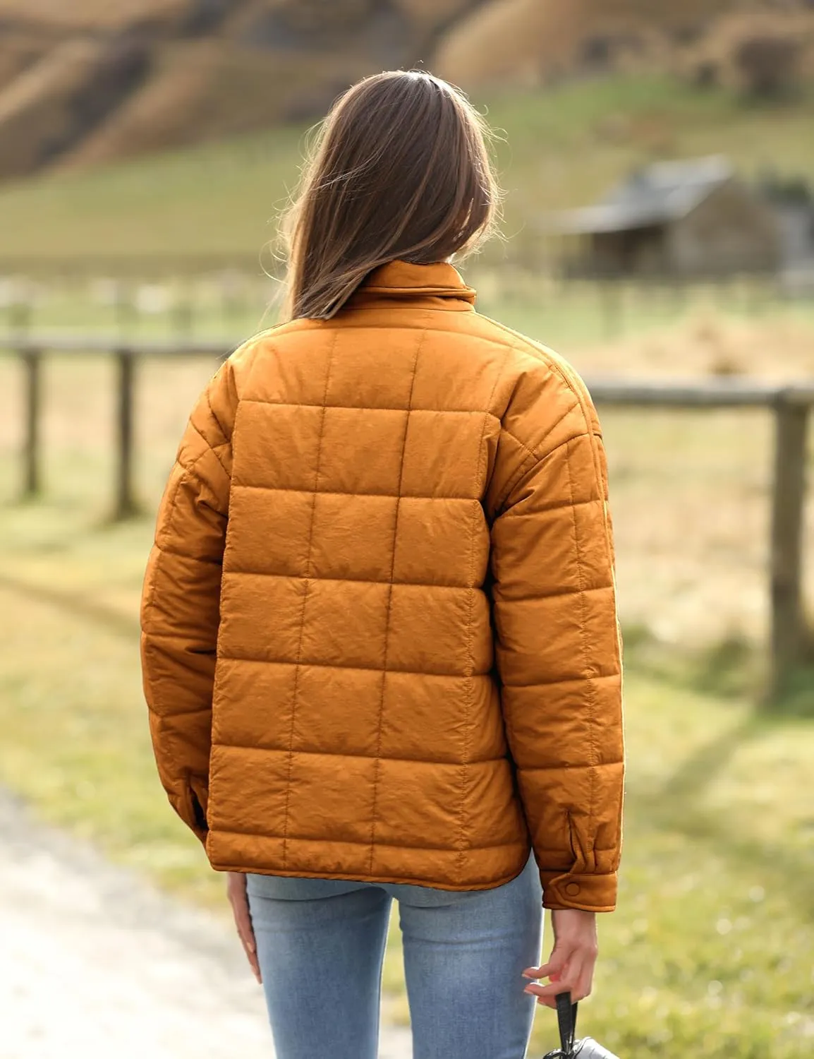 Bianstore Women's Oversized Splice Quilted Lightweight Puffer Jacket Casual Padded Coat