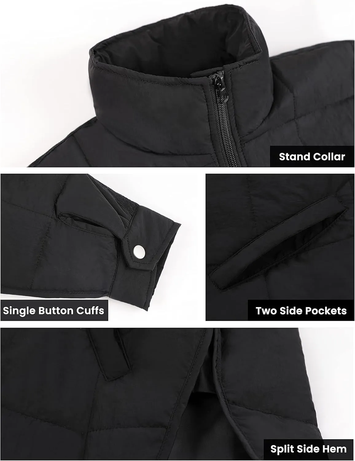 Bianstore Women's Oversized Splice Quilted Lightweight Puffer Jacket Casual Padded Coat