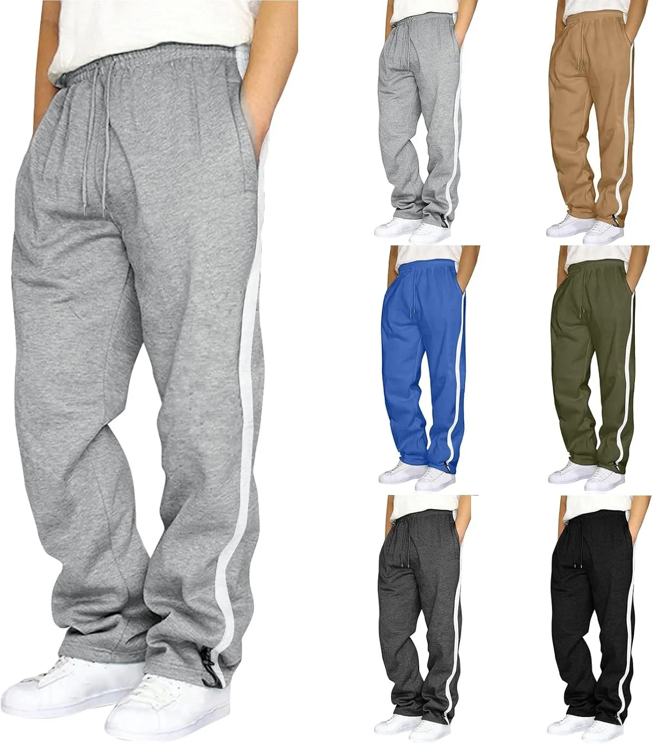 BIFUTON Joggers for Men,Mens Sweatpants with Pockets Solid Color Lace Up Straight Leg Athletic Pants Loose Fit Golf Pants