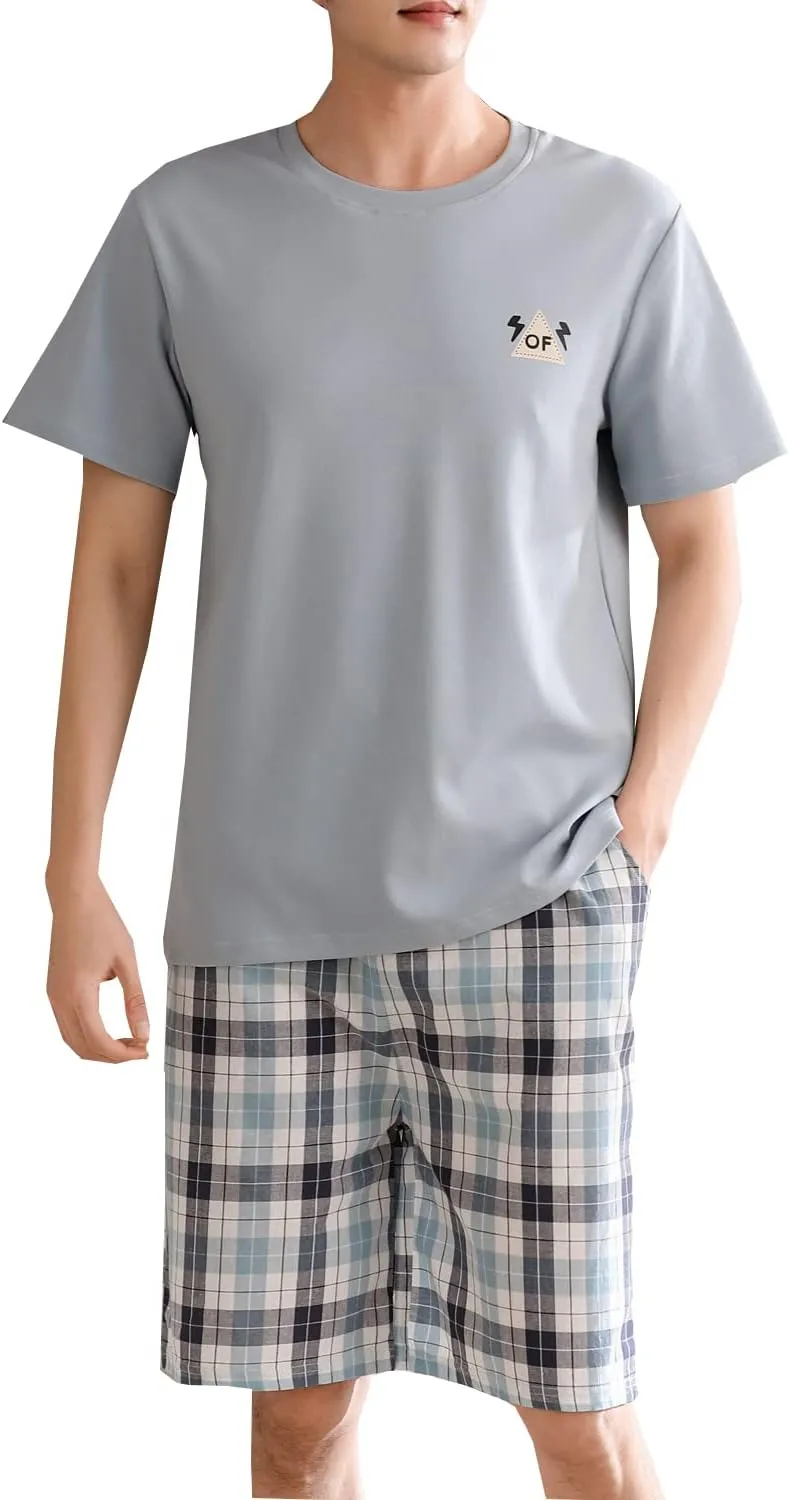 Big Boys Pajamas Classic Plaid Cotton Sleepwear Shorts Teens PJS Size 10 12 14 16