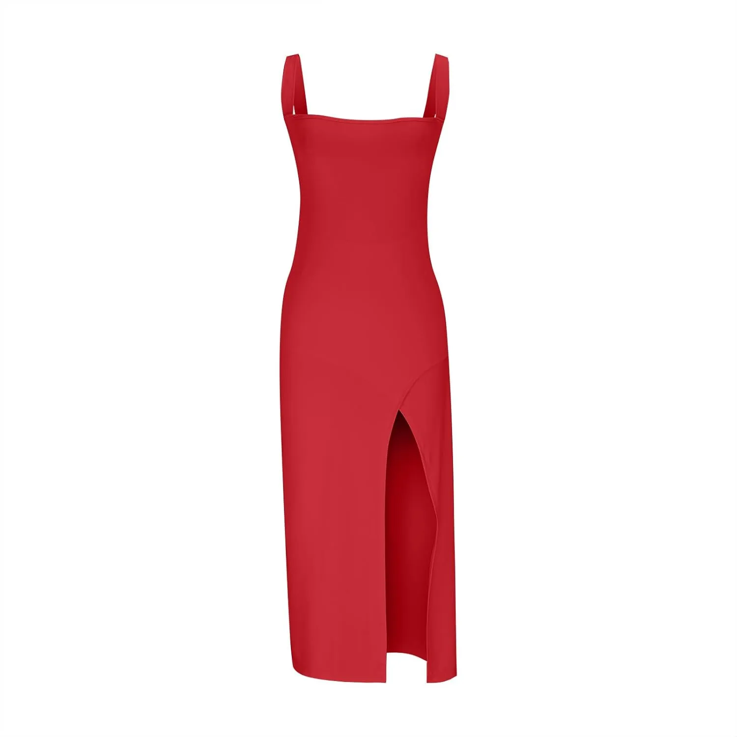 Bodycon Dress for Women Square Neck High Slit Split Sexy Sleeveless Maxi Dress Shift Vestidos Casuales para Mujer
