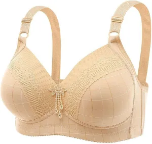 Bras for Women Plus Size Simple Wireless Lace Three-Row Hook Thin Cup Bra Elegant and Supportive Wear Daily wear Bra