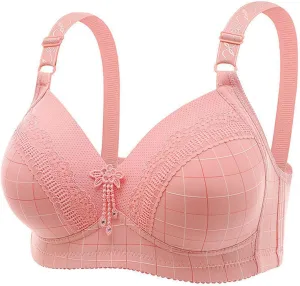 Bras for Women Plus Size Simple Wireless Lace Three-Row Hook Thin Cup Bra Elegant and Supportive Wear Daily wear Bra