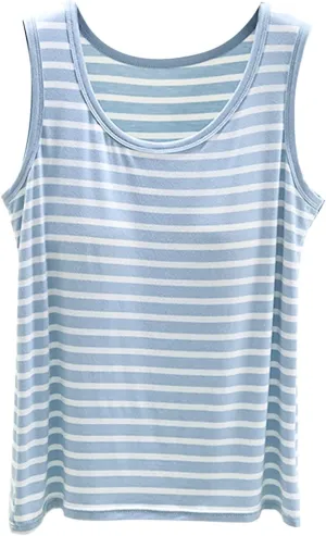 Built in Bra Tank Tops for Women Seamless Workout Tank Top with Built in Bra,Padded Racerback Stripe Athletic Yoga Camisole