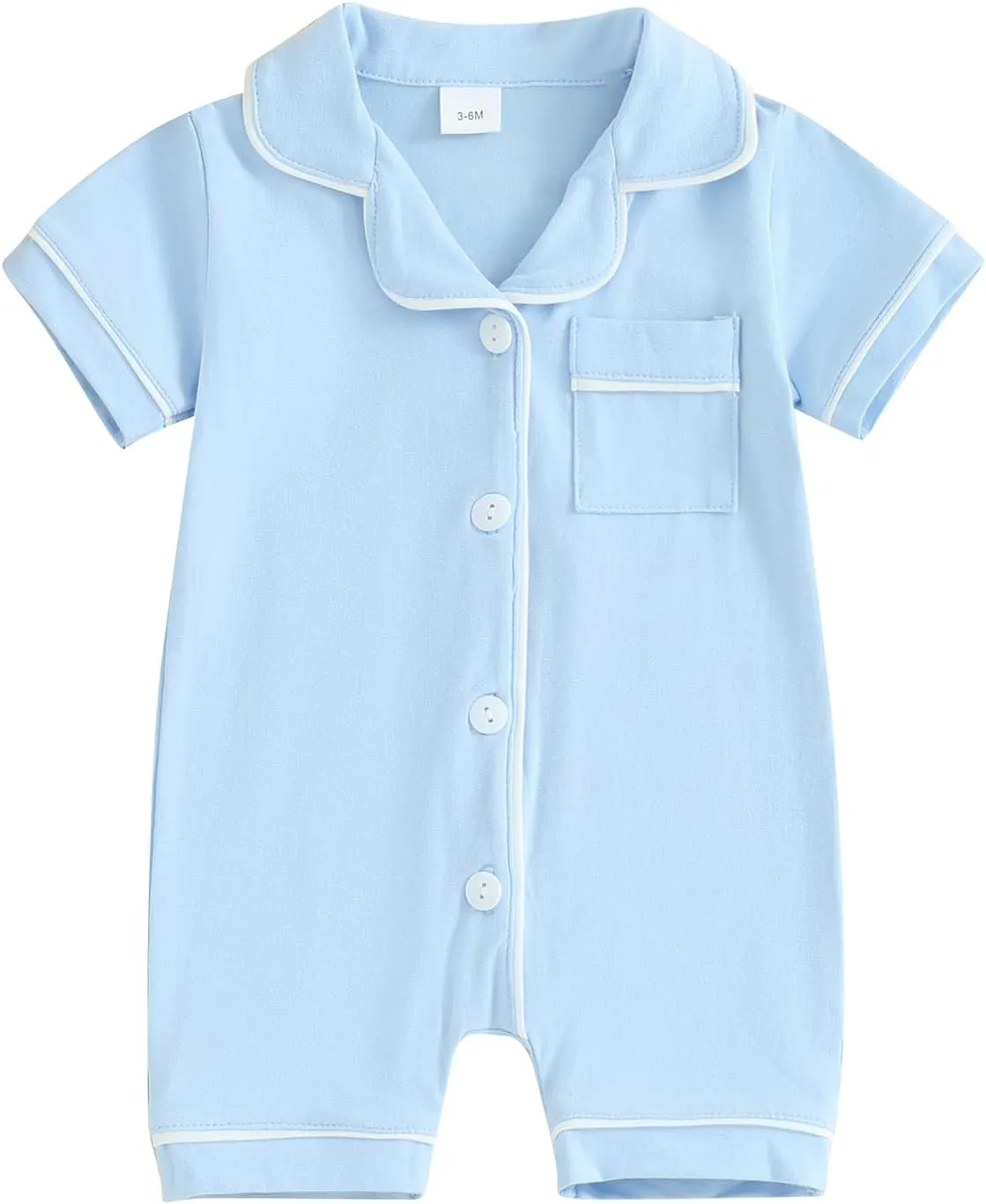 BULINGNA Infant Baby Girl Boy Summer One Piece Pajamas Jumpsuit Short Sleeve Button Down Cotton Pjs Sleepwear Onesie