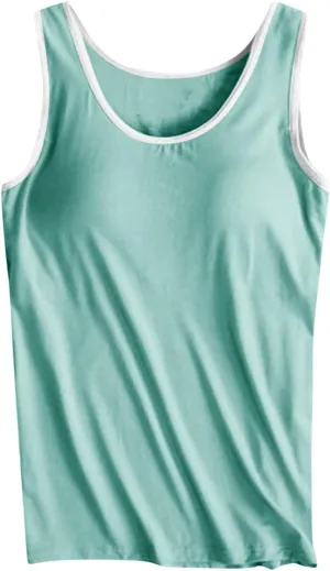 Camisole Tops for Women Built in Bra Casual Loose Sleeveless Tops Athletic Yoga Padded Sport Bra Seamless Underwear