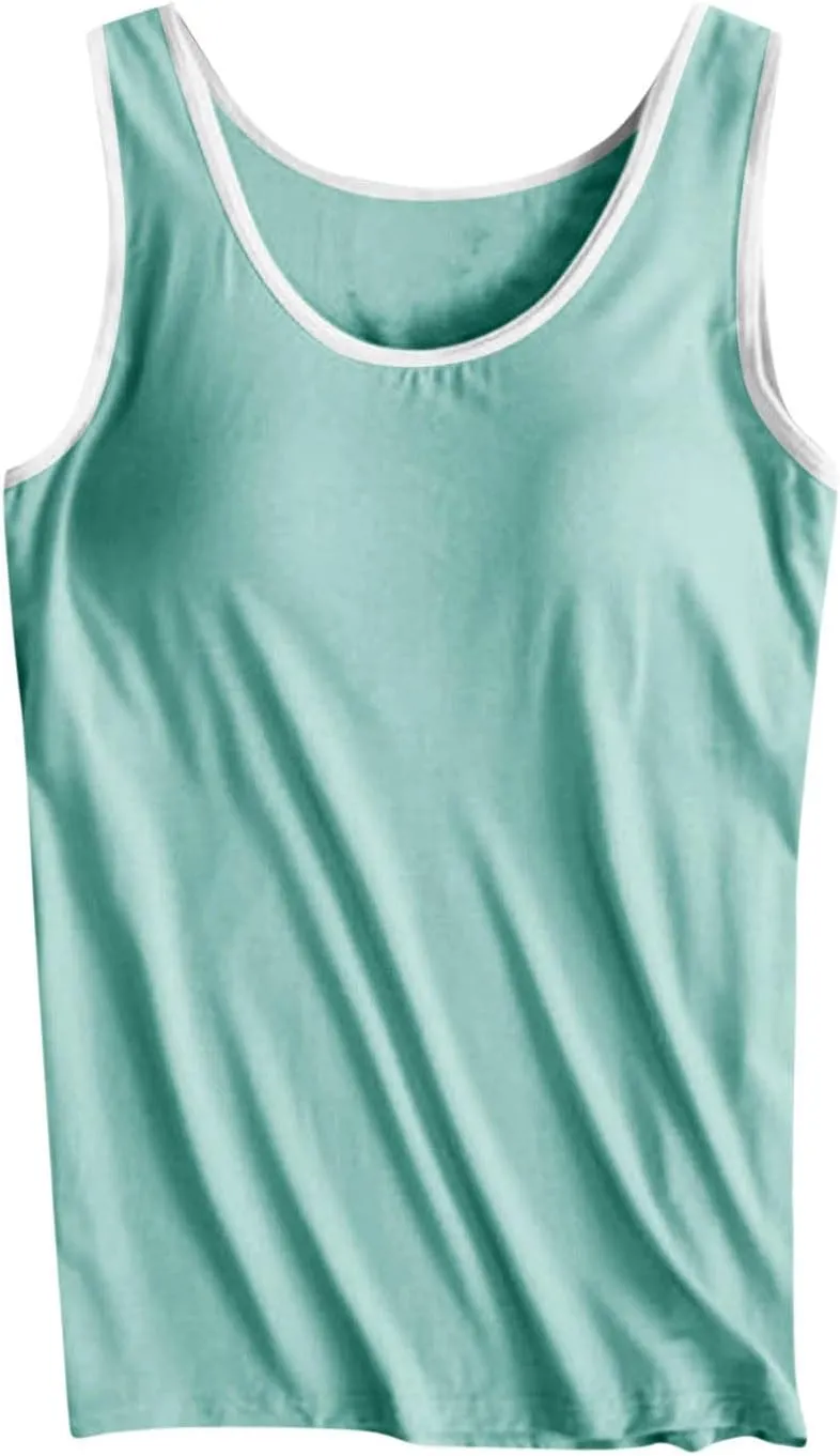 Camisole Tops for Women Built in Bra Casual Loose Sleeveless Tops Athletic Yoga Padded Sport Bra Seamless Underwear