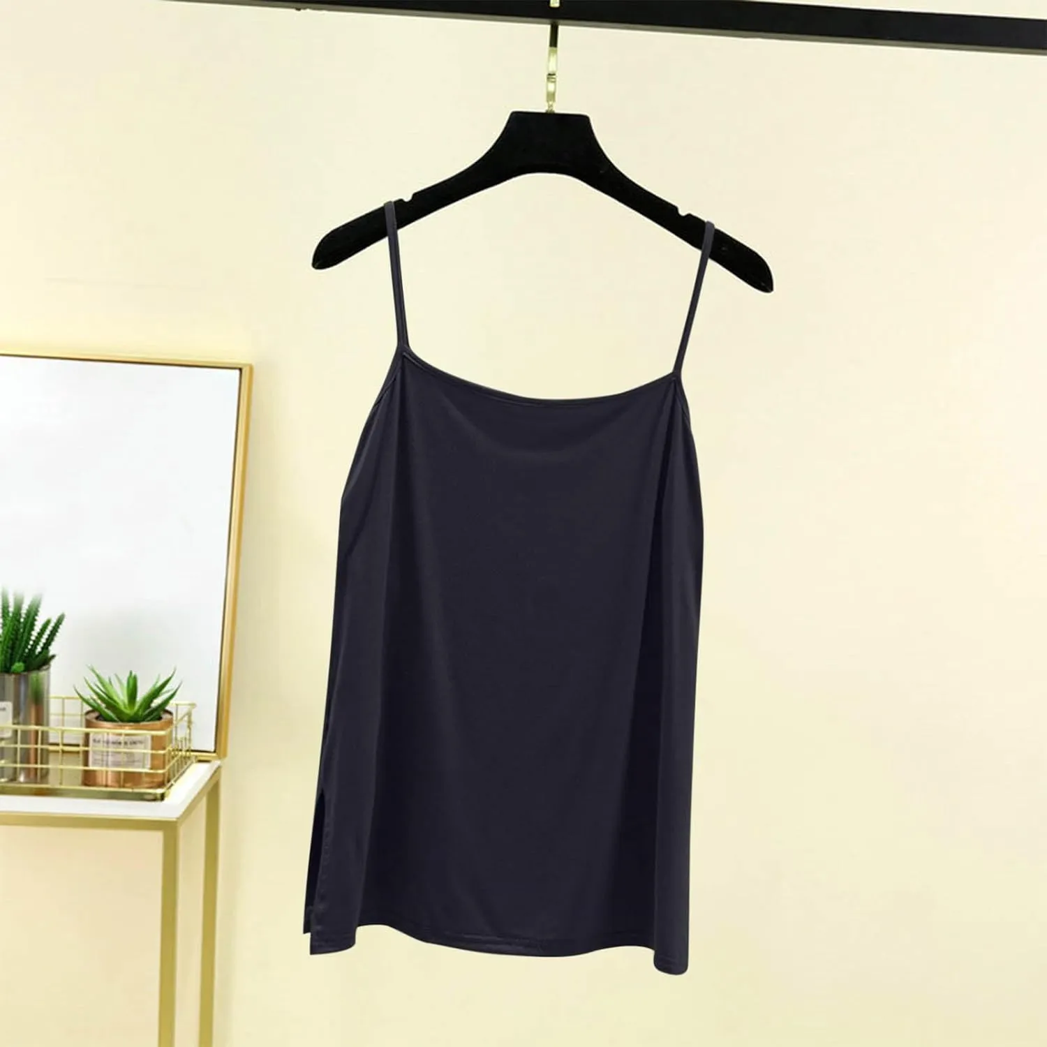 Camisole Tops for Women Built in Bra Spring Summer Sleeveless Seamless Underwear Spaghetti Thin Strap Yoga Tank Tops