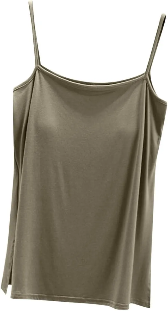 Camisole Tops for Women Built in Bra Spring Summer Sleeveless Seamless Underwear Spaghetti Thin Strap Yoga Tank Tops