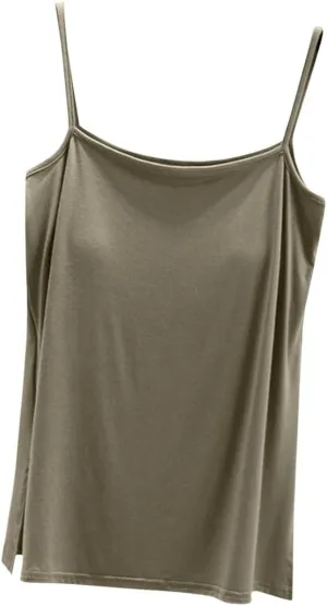 Camisole Tops for Women Built in Bra Spring Summer Sleeveless Seamless Underwear Spaghetti Thin Strap Yoga Tank Tops