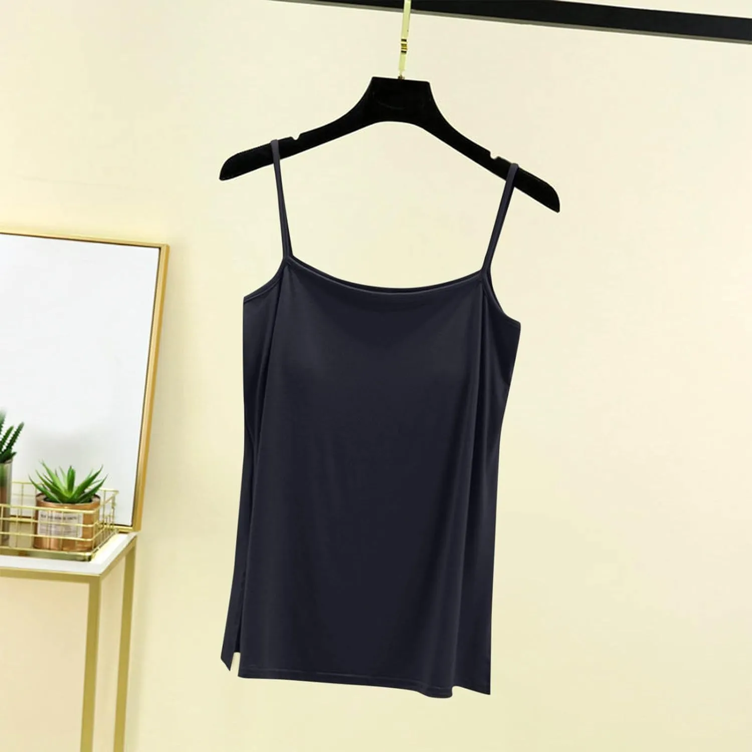 Camisole Tops for Women Built in Bra Spring Summer Sleeveless Seamless Underwear Spaghetti Thin Strap Yoga Tank Tops