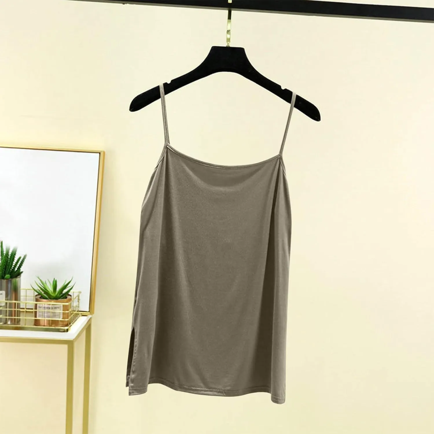Camisole Tops for Women Built in Bra Spring Summer Sleeveless Seamless Underwear Spaghetti Thin Strap Yoga Tank Tops
