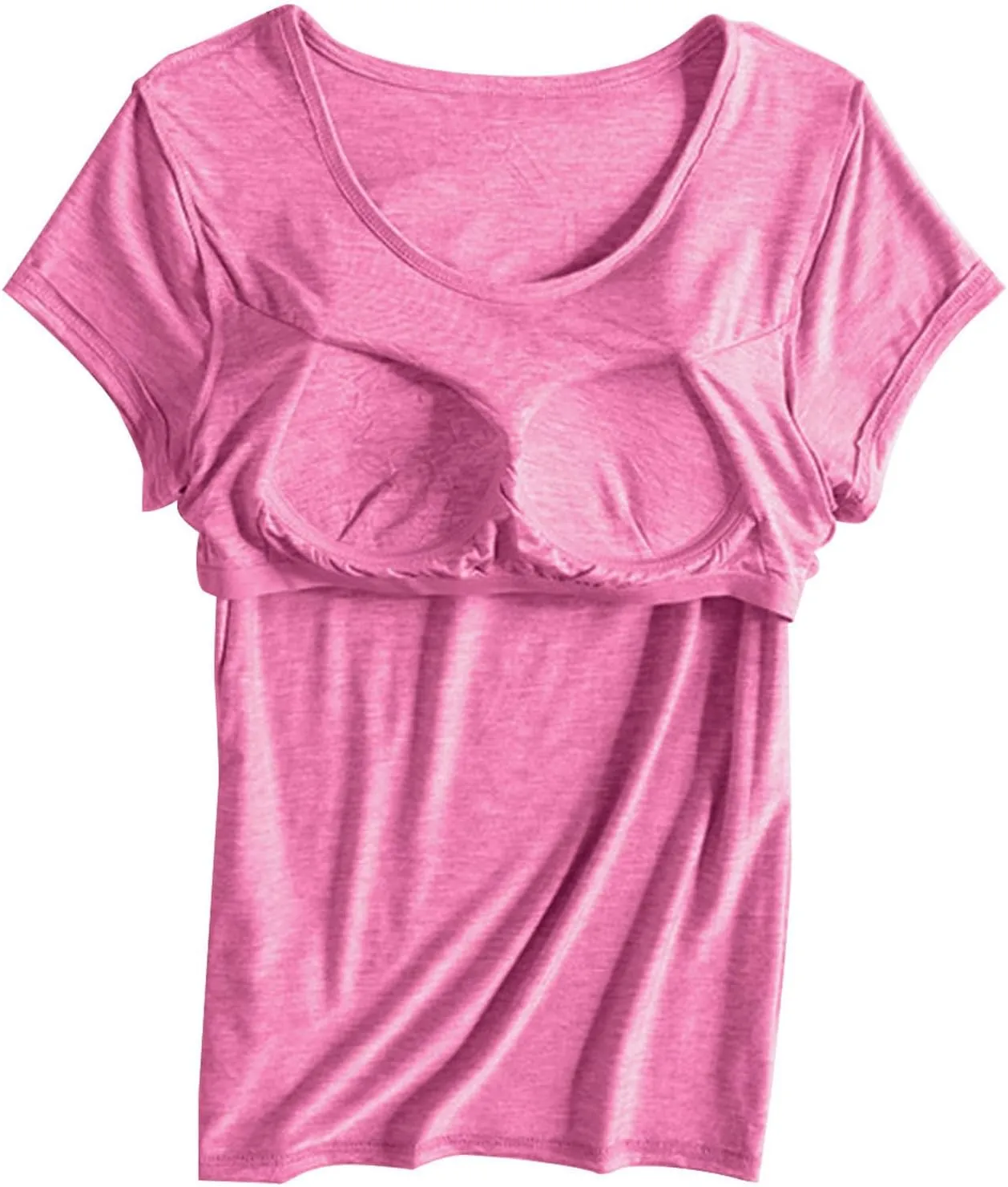Cap Sleeve Tank Tops Women Trending Classic Solid Color Padded Crewneck Basic Going Outdoor Hiking T-Shirts