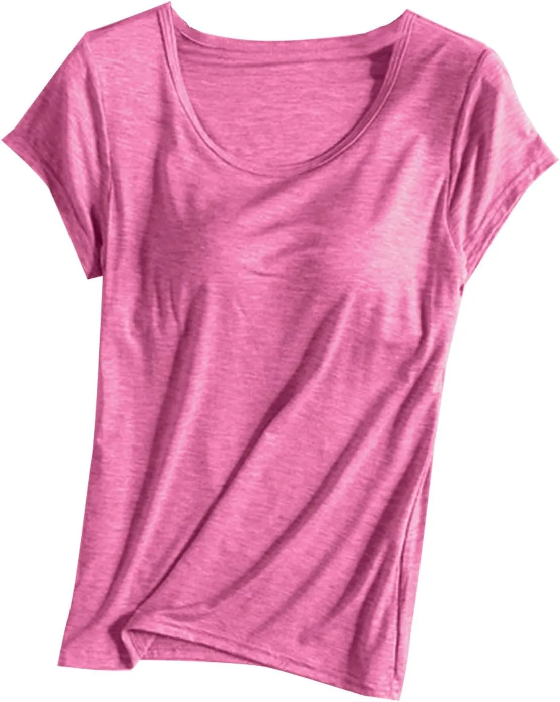 Cap Sleeve Tank Tops Women Trending Classic Solid Color Padded Crewneck Basic Going Outdoor Hiking T-Shirts