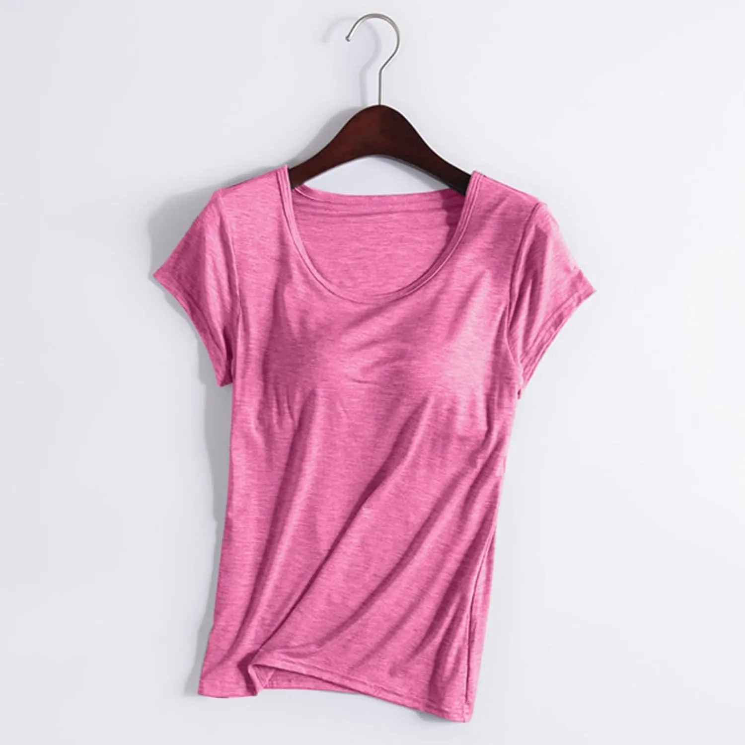 Cap Sleeve Tank Tops Women Trending Classic Solid Color Padded Crewneck Basic Going Outdoor Hiking T-Shirts