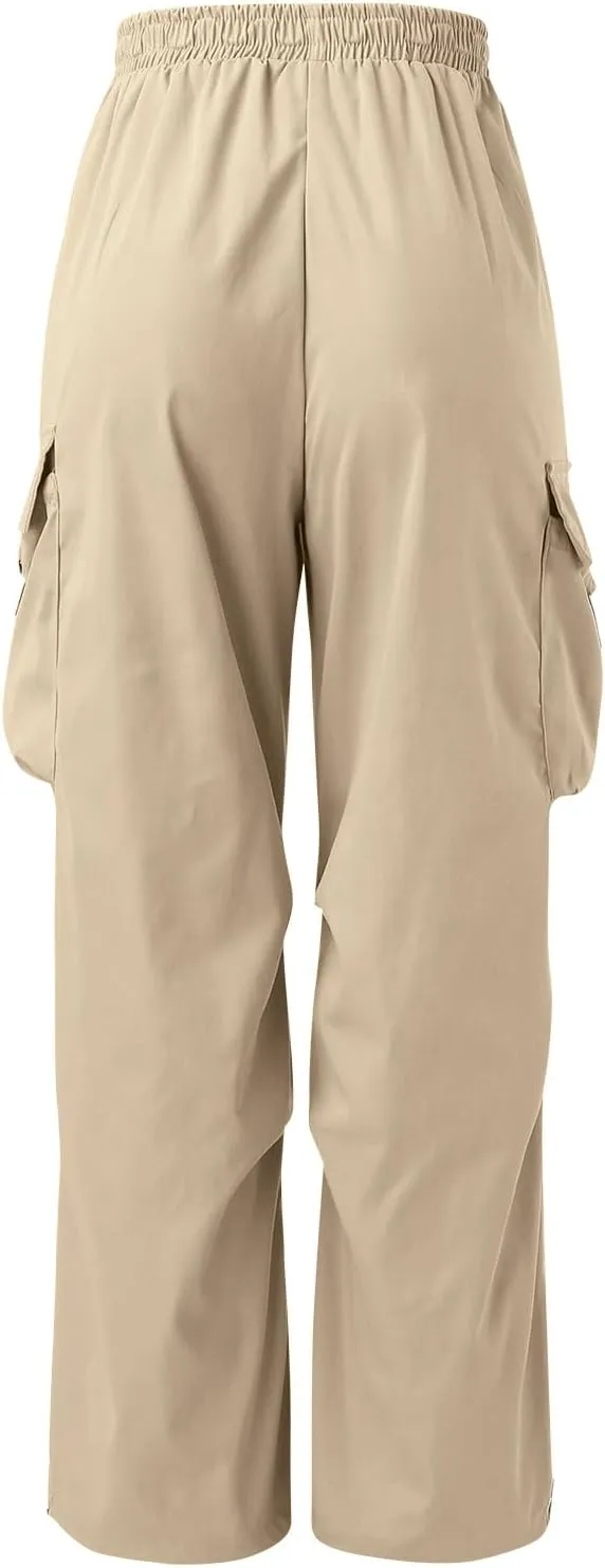 Cargo Pant for Men Drawstring Elastic Waist Multi Pockets Casual Stretch Combat Work Pants