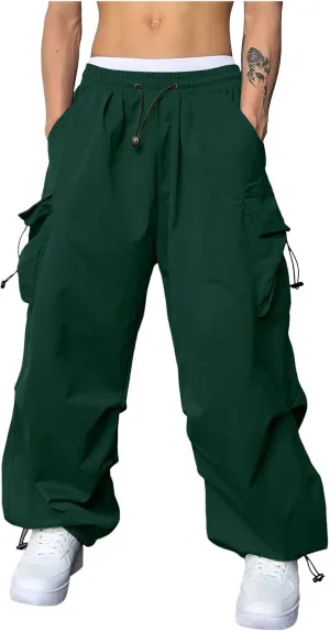 Cargo Pant for Men Drawstring Elastic Waist Multi Pockets Casual Stretch Combat Work Pants