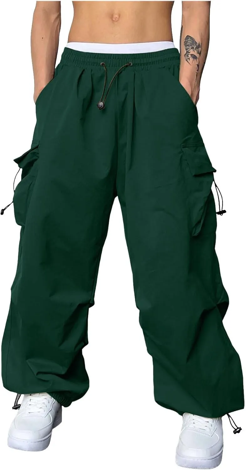 Cargo Pant for Men Drawstring Elastic Waist Multi Pockets Casual Stretch Combat Work Pants