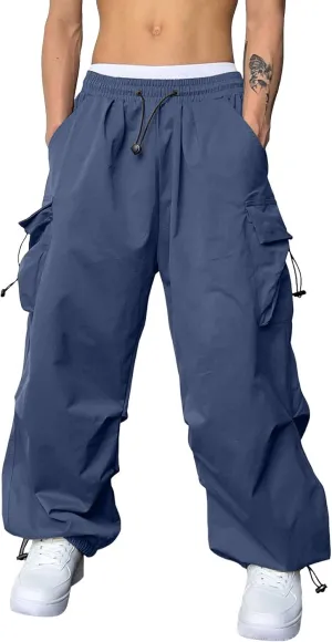 Cargo Pant for Men Drawstring Elastic Waist Multi Pockets Casual Stretch Combat Work Pants
