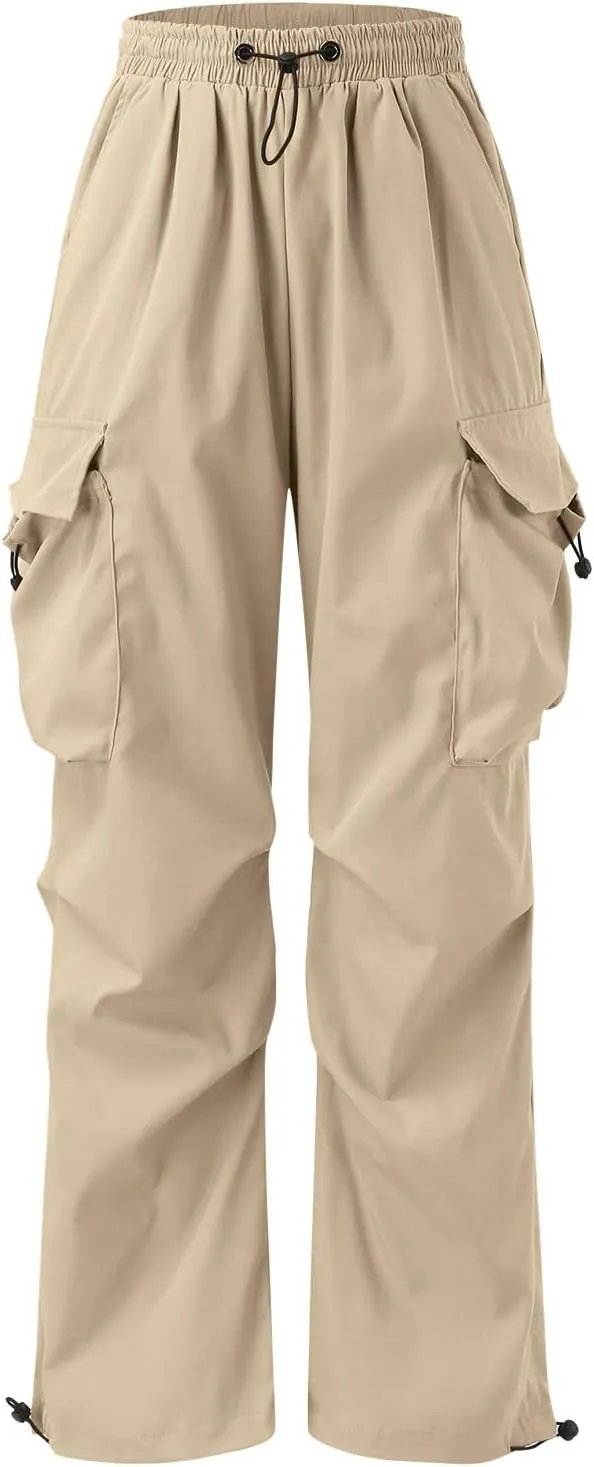 Cargo Pant for Men Drawstring Elastic Waist Multi Pockets Casual Stretch Combat Work Pants
