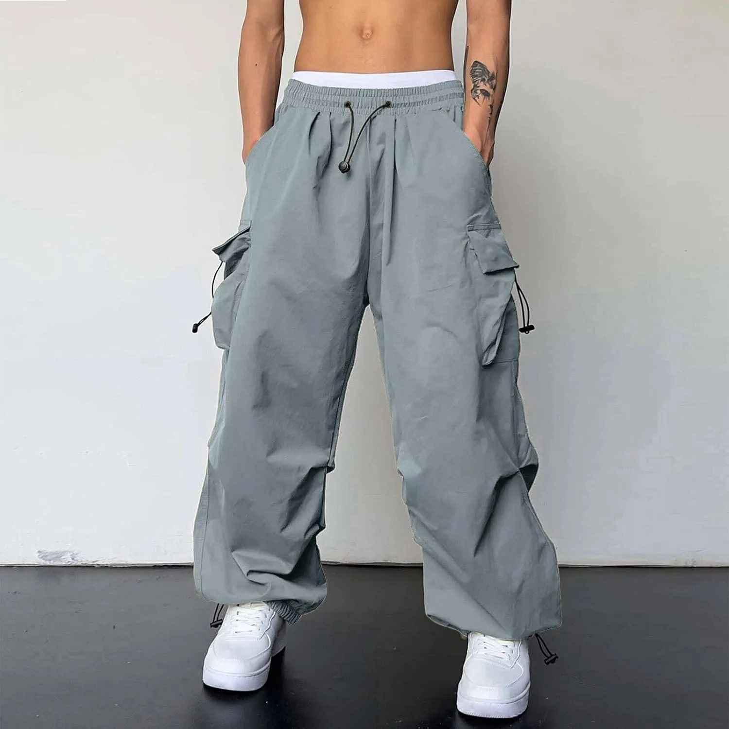 Cargo Pants for Men Casual Lightweight Elastic Waist Pant Work Pant with Pockets