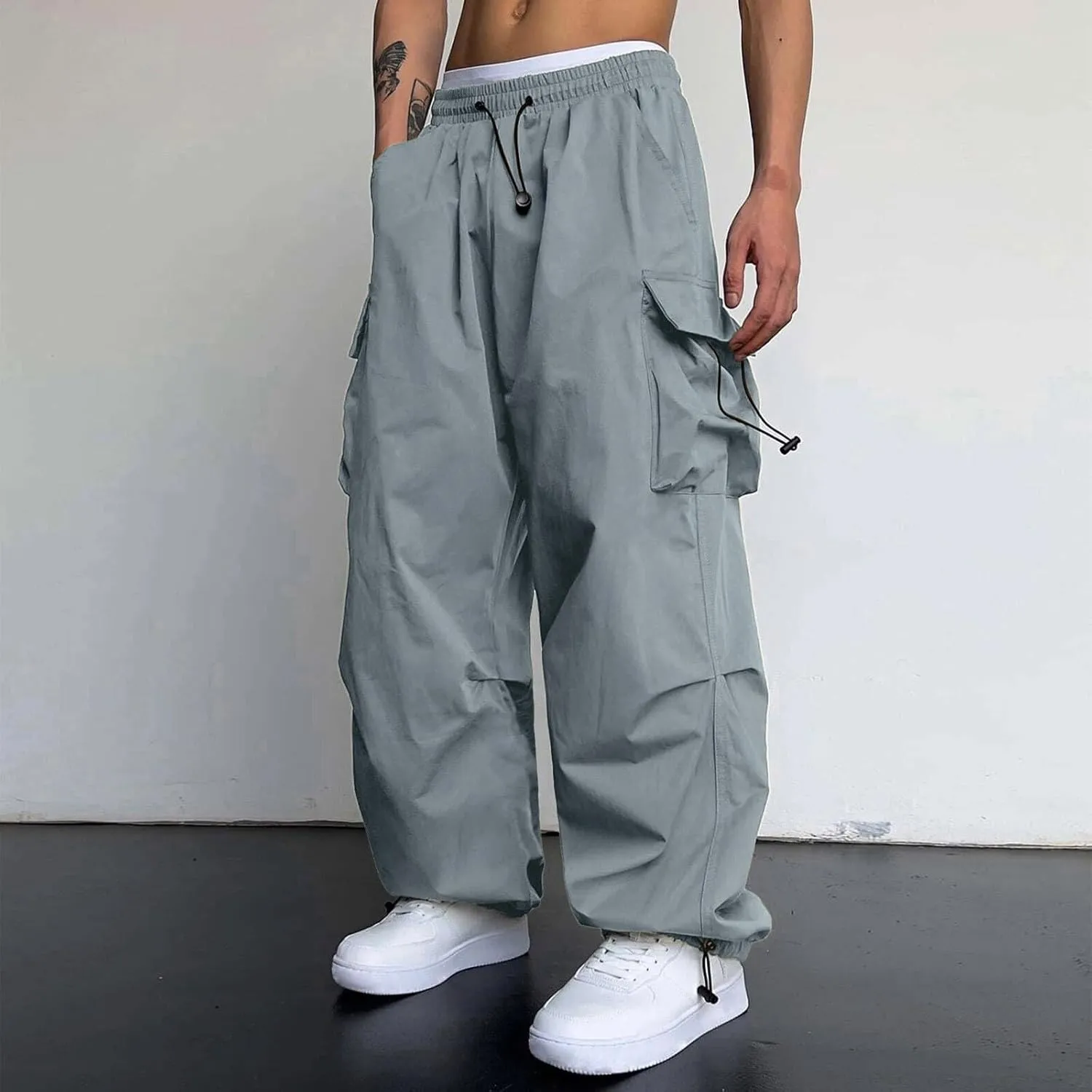 Cargo Pants for Men Casual Lightweight Elastic Waist Pant Work Pant with Pockets