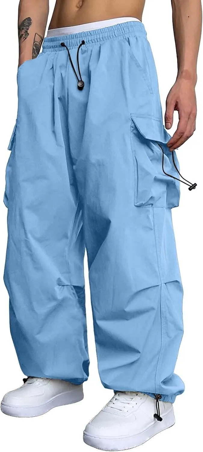 Cargo Work Pant for Men Stretchy Casual Joggers Drawstring Waist Combat Pant with Pockets