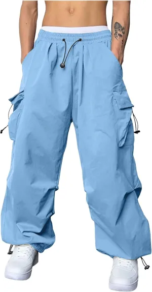 Cargo Work Pant for Men Stretchy Casual Joggers Drawstring Waist Combat Pant with Pockets