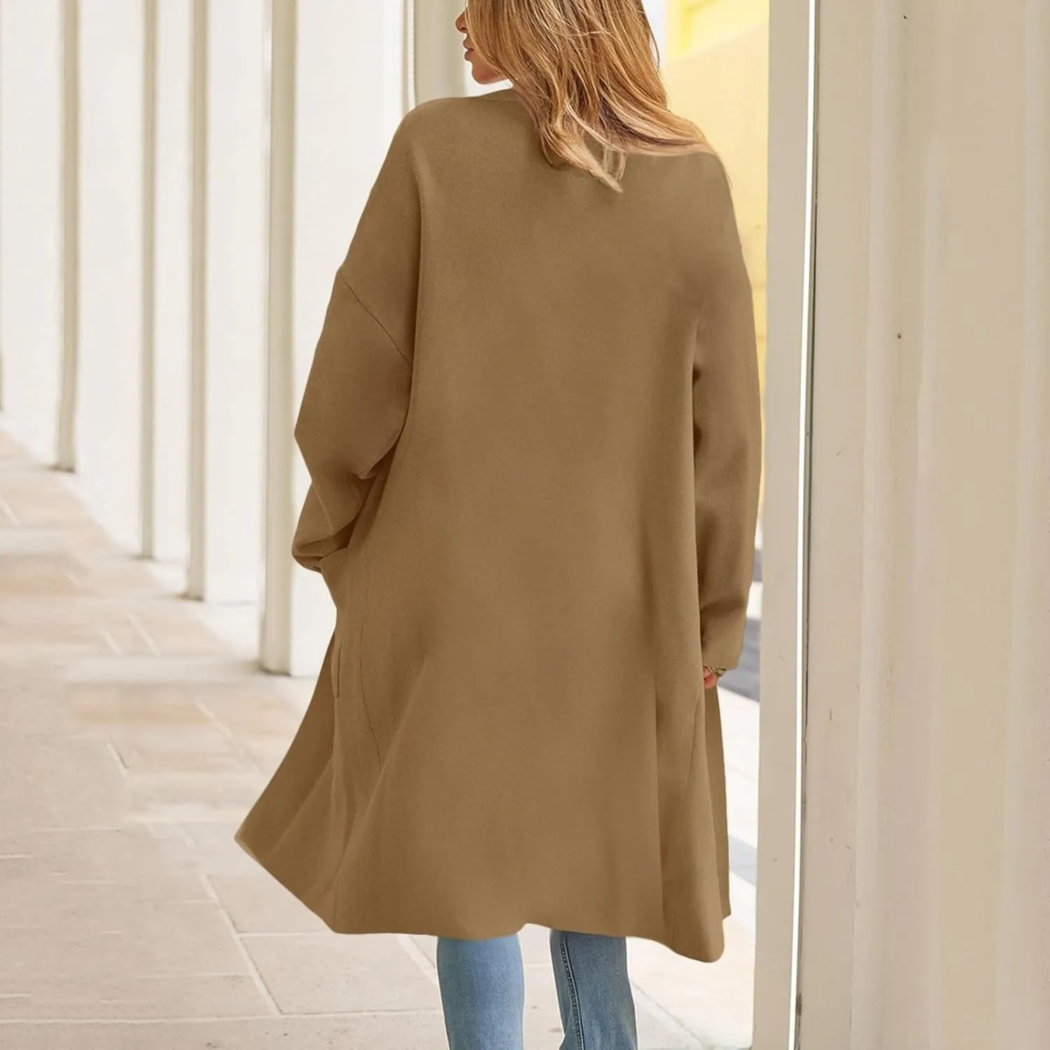 cooki Womens Coats Winter Sweater Cardigan Sweater Open Front Coats Wool Blend Trench Coats Casual Overcoats Long Soft Jacket