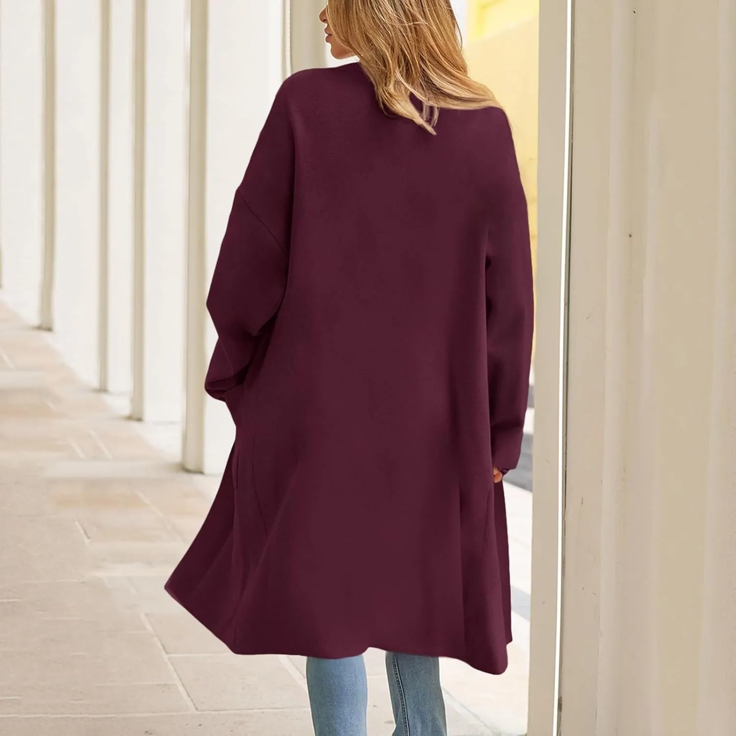 cooki womens winter coats Sweater Cardigan Sweater Open Front Coats Wool Blend Trench Coats Casual Overcoats Long Soft Jacket
