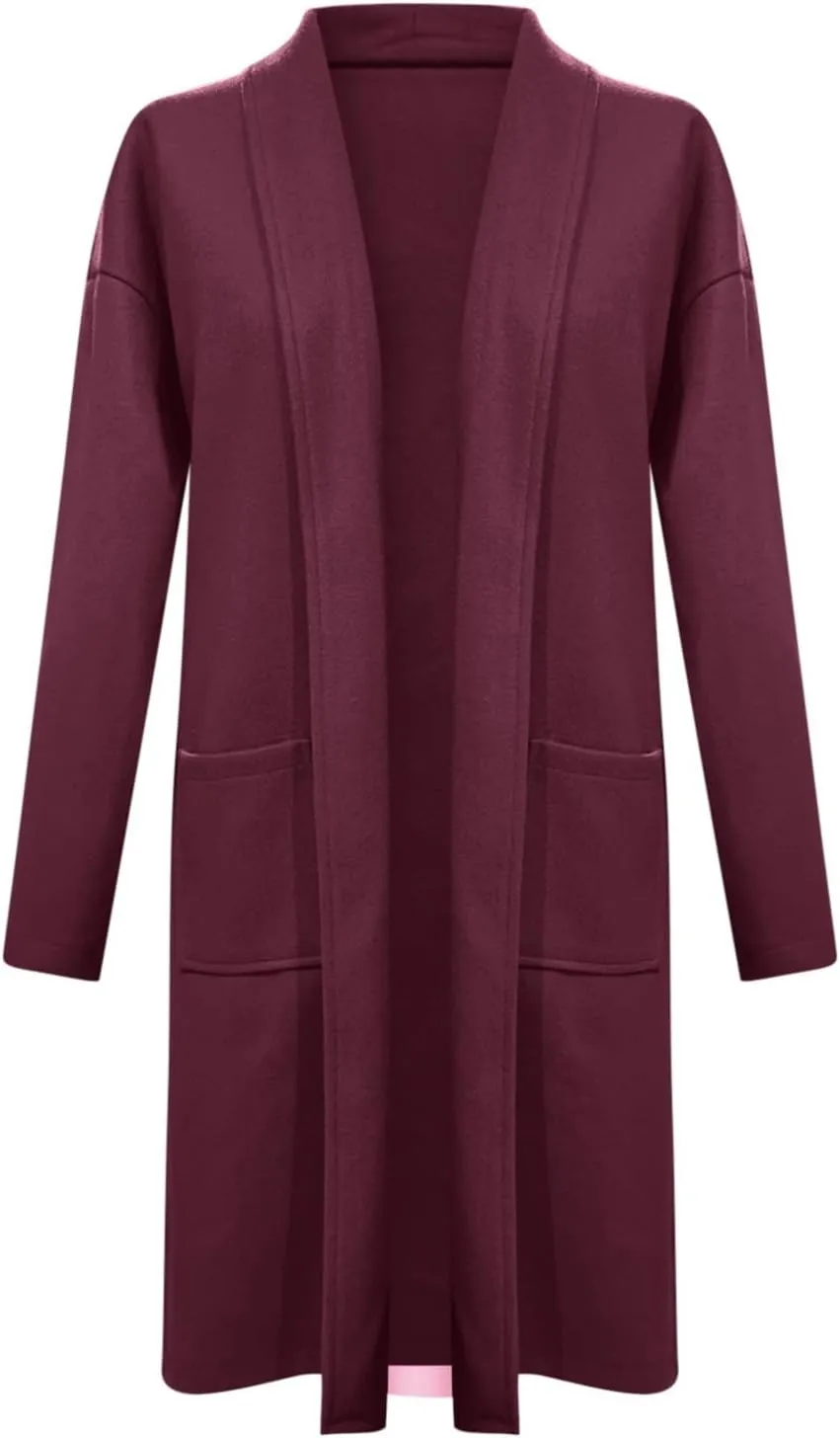 cooki womens winter coats Sweater Cardigan Sweater Open Front Coats Wool Blend Trench Coats Casual Overcoats Long Soft Jacket