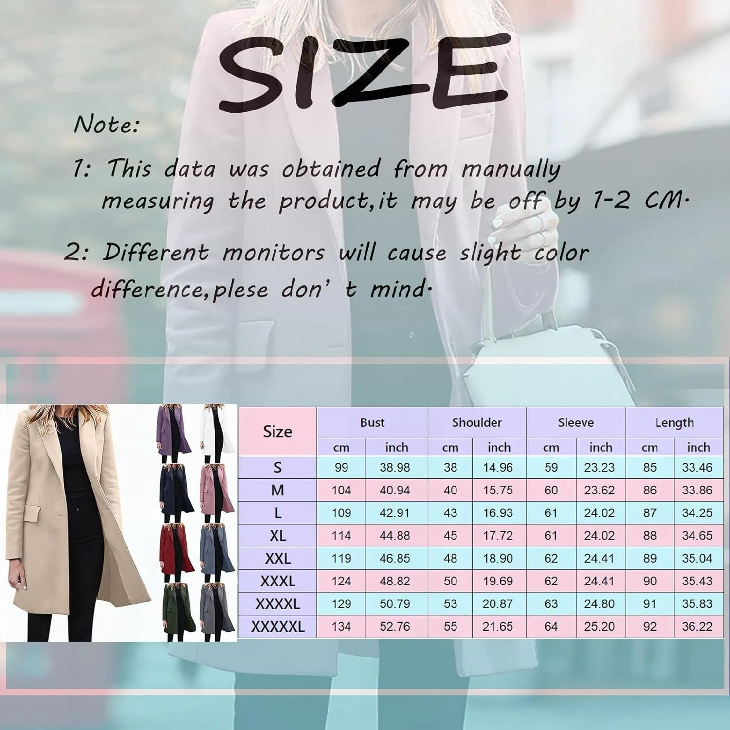 cooki womens winter coats Wool Blend Trench Coats Lapel Pea Coat Plus Size Long Jackets With Pocket Double Breasted Peacoats