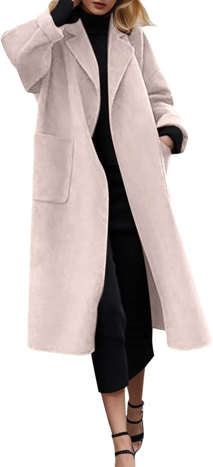 cooki Wool Coats for Women Long Women's Wool Coat Winter Wool Jacket Women Dressy Trench Coats Lapel Button Down Peacoats