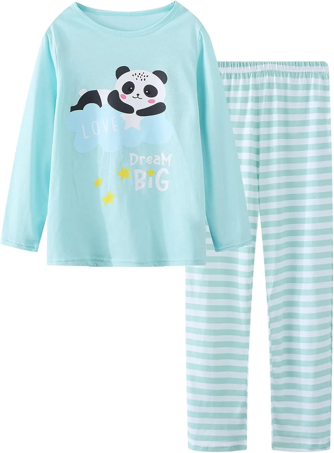 CYCHELRY Cute Cat Pajamas for Girls Size 12-18 Big Kids Long Sleeve and Pant Teens PJS Clothes Sleepwear 2PCS Set