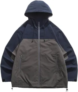 DBFBDTU Men Hooded Jacket Streetwear Casual Outdoor Lightweight Zipper Jacket Vintage Coat