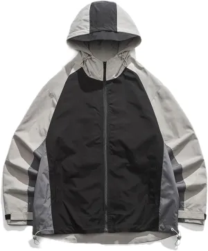 DBFBDTU Men Hooded Jacket Streetwear Casual Outdoor Lightweight Zipper Jacket Vintage Coat