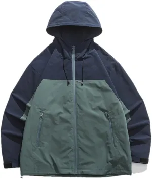 DBFBDTU Men Hooded Jacket Streetwear Casual Outdoor Lightweight Zipper Jacket Vintage Coat