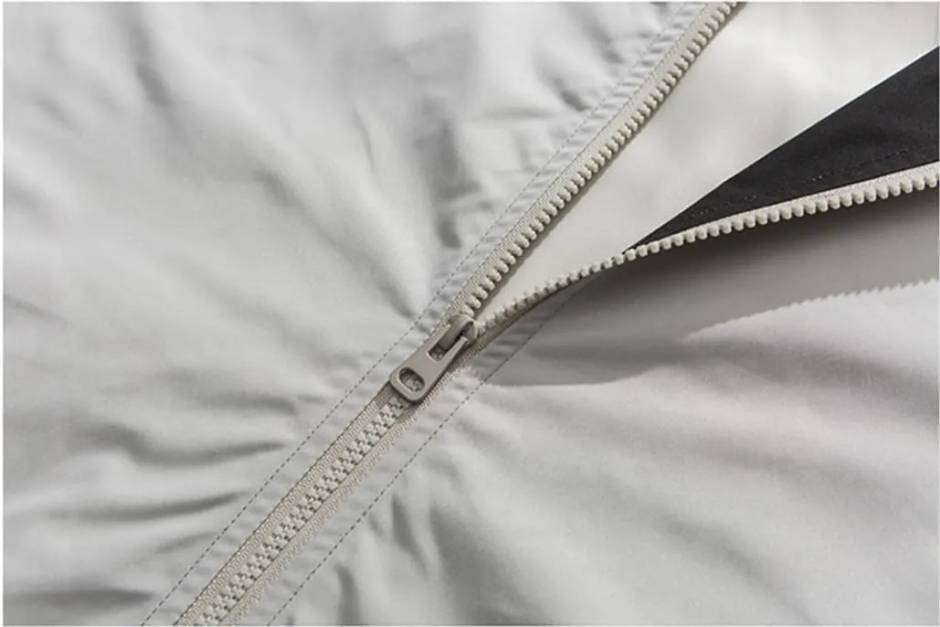 DBFBDTU Men Hooded Jacket Streetwear Casual Outdoor Lightweight Zipper Jacket Vintage Coat