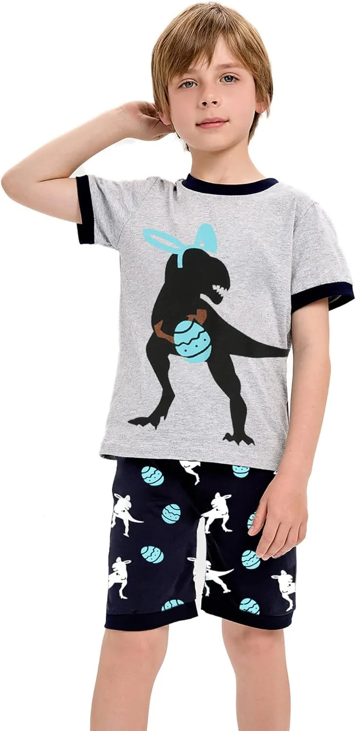 DDSOL Toddler Boys Pajamas Child Pjs Little Boy Sleepwear Cotton Jammies Kids Short Sets Summer 2-7 Years