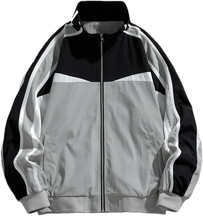 Dninmim Men's Zip Up Baggy Coat Streetwear Outerwear Sports Clothing Tops Outdoor Hooded Jacket