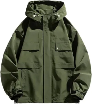 Dvbfufv Men Spring Autumn Jackets Men Outdoor Oversize Hooded Jackets