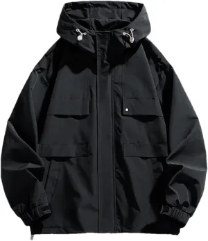 Dvbfufv Men Spring Autumn Jackets Men Outdoor Oversize Hooded Jackets