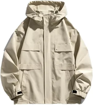 Dvbfufv Men Spring Autumn Jackets Men Outdoor Oversize Hooded Jackets